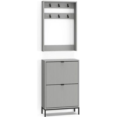 Vicco, Garderobe + Kleiderstange, Garderobe Eliza, Grau, 60 x 92 cm Set, 2 Teile Vicco, Garderobe + Kleiderstange, Garderobe Eliza, Grau, 60 x 92 cm Set, 2 Teile