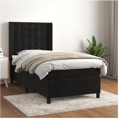 VIDAXL Schwarzes Samtbetten mit Verstellbarem Kopfteil - Bett VIDAXL Schwarzes Samtbetten mit Verstellbarem Kopfteil - Bett