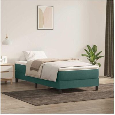vidaXL Boxspringbett mit Matratze - Samt Dunkelgrün - 80x220cm vidaXL Boxspringbett mit Matratze - Samt Dunkelgrün - 80x220cm
