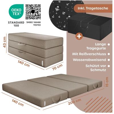 Kesser, Matratze, Klappmatratze Gästematratze 3-fach faltbar, Schaumstoff 15cm atmungsaktiv, inkl. Tragetasche (Schaumstoffkern, 140 x 195 cm) Kesser, Matratze, Klappmatratze Gästematratze 3-fach faltbar, Schaumstoff 15cm atmungsaktiv, inkl. Tragetasche (Schaumstoffkern, 140 x 195 cm)