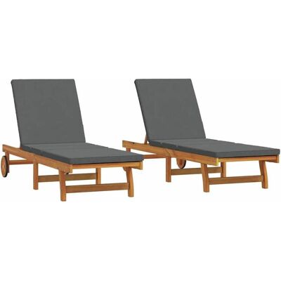 vidaXL Sonnenliege Set aus 2 Braun, Dunkelgrau - Sonnenliege vidaXL Sonnenliege Set aus 2 Braun, Dunkelgrau - Sonnenliege