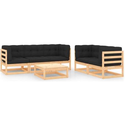 vidaXL Gartenmöbel-Set - 6 Stück mit Kissen - Rustikaler Stil vidaXL Gartenmöbel-Set - 6 Stück mit Kissen - Rustikaler Stil
