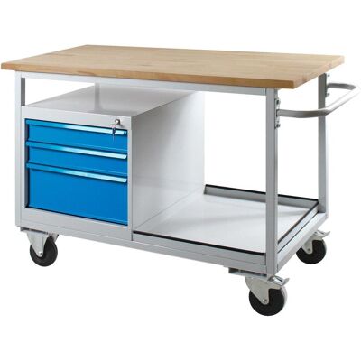ADB, Werkbank + Arbeitsbock, Werkbank Eko lichtgrau, lichtblau 3 Schubladen 130,0 x 60,0 x 85,0 cm (60 cm, 130 cm) ADB, Werkbank + Arbeitsbock, Werkbank Eko lichtgrau, lichtblau 3 Schubladen 130,0 x 60,0 x 85,0 cm (60 cm, 130 cm)