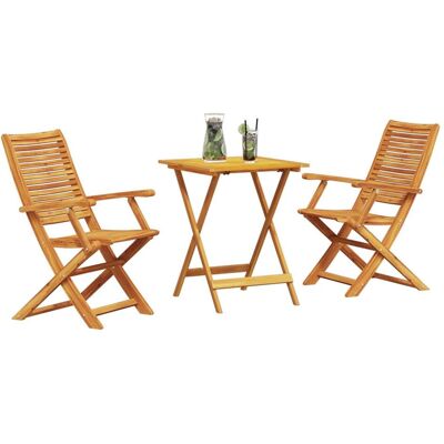 vidaXL Gartentisch + Balkontisch, 3-teiliges Klapp-Bistro-Set aus massivem Akazienholz (60 x 60 x 75 cm) vidaXL Gartentisch + Balkontisch, 3-teiliges Klapp-Bistro-Set aus massivem Akazienholz (60 x 60 x 75 cm)