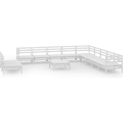 vidaXL Gartenlounge-Set Außenmöbel 12 Stück Massivkiefer Weiß vidaXL Gartenlounge-Set Außenmöbel 12 Stück Massivkiefer Weiß