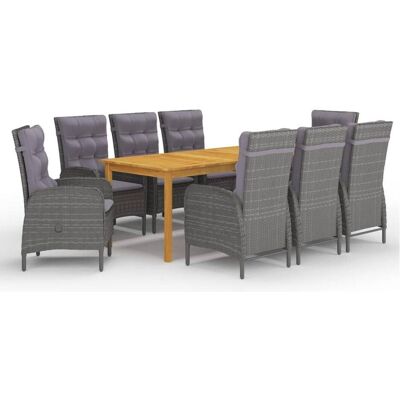 vidaXL Gartentisch-Set - 9 Stück Grau vidaXL Gartentisch-Set - 9 Stück Grau