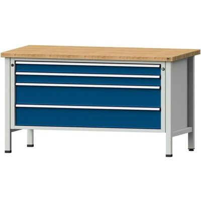 Anke, Werkbank + Arbeitsbock, Kasten Werkbank 1500 21 VX 50 mm, 850 mm 7035/5010 (80 cm, 150 cm) Anke, Werkbank + Arbeitsbock, Kasten Werkbank 1500 21 VX 50 mm, 850 mm 7035/5010 (80 cm, 150 cm)