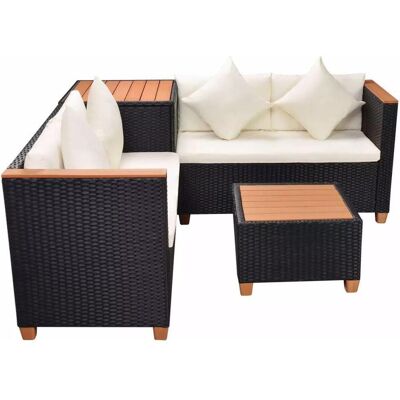vidaXL - Garten Lounge Set 4 Stk - Schwarz - PE Rattan vidaXL - Garten Lounge Set 4 Stk - Schwarz - PE Rattan
