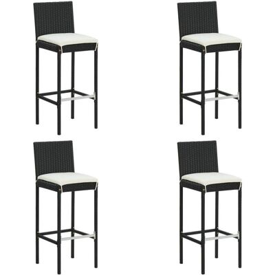 vidaXL Gartentisch + Balkontisch, Gartenbar Set Bartisch Barhocker 5-tlg. mit Kissen Schwarz Poly Rattan (70 x 70 x 110 cm) vidaXL Gartentisch + Balkontisch, Gartenbar Set Bartisch Barhocker 5-tlg. mit Kissen Schwarz Poly Rattan (70 x 70 x 110 cm)