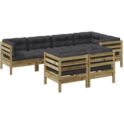 vidaXL 7-tlg. Garten-Sofagarnitur mit Kissen - Gartenmöbel vidaXL 7-tlg. Garten-Sofagarnitur mit Kissen - Gartenmöbel