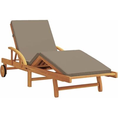 Vidaxl Solliege aus Teakholz Taupe Klappbar - Sun Lounger Vidaxl Solliege aus Teakholz Taupe Klappbar - Sun Lounger
