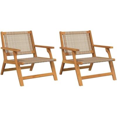 Vidaxl - 2-pcs - Beige - Akazienholz - Gartensessel Vidaxl - 2-pcs - Beige - Akazienholz - Gartensessel