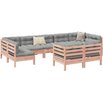 vidaXL 9-tlg. Garten-Sofagarnitur mit Kissen Massivholz Douglas - Natürlich vidaXL 9-tlg. Garten-Sofagarnitur mit Kissen Massivholz Douglas - Natürlich