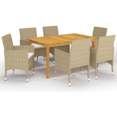 vidaXL Gartentisch- und Stuhlset - 7-teilig Beige vidaXL Gartentisch- und Stuhlset - 7-teilig Beige