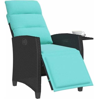 vidaXL Gartensessel mit Beistelltisch - Verstellbar, Schwarz, Poly Rattan vidaXL Gartensessel mit Beistelltisch - Verstellbar, Schwarz, Poly Rattan