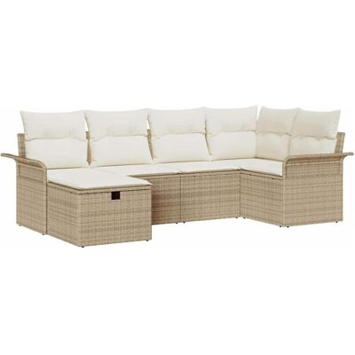 VIDAXL - Set Divano da Giardino 6 Pezzi - Beige - Garden Furniture Set VIDAXL - Set Divano da Giardino 6 Pezzi - Beige - Garden Furniture Set