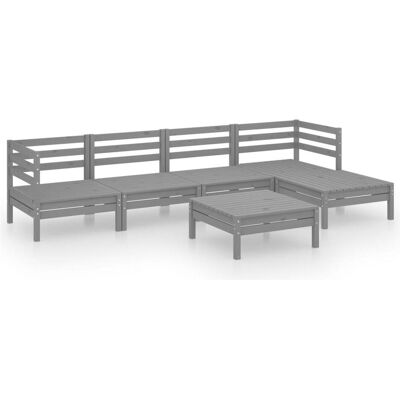 vidaXL Gartenset Holz Outdoor Lounge Set 6-teilig Massives Kiefernholz Grau - Gartenset vidaXL Gartenset Holz Outdoor Lounge Set 6-teilig Massives Kiefernholz Grau - Gartenset