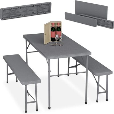 Relaxdays, Gartentisch + Balkontisch, 3-tlg. Bierzeltgarnitur (61 x 120 x 73 cm) Relaxdays, Gartentisch + Balkontisch, 3-tlg. Bierzeltgarnitur (61 x 120 x 73 cm)