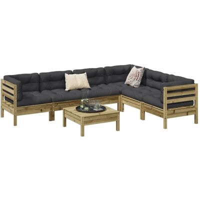 vidaXL 7-tlg. Garten-Sofagarnitur mit Kissen - Gartenmöbel vidaXL 7-tlg. Garten-Sofagarnitur mit Kissen - Gartenmöbel