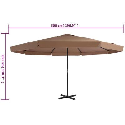 vidaXL Gartenschirm - 500cm Grau Topo vidaXL Gartenschirm - 500cm Grau Topo