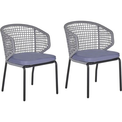 Beliani Gartensessel-Set - Grau, Metall, Kissen - Outdoor-Möbel Beliani Gartensessel-Set - Grau, Metall, Kissen - Outdoor-Möbel