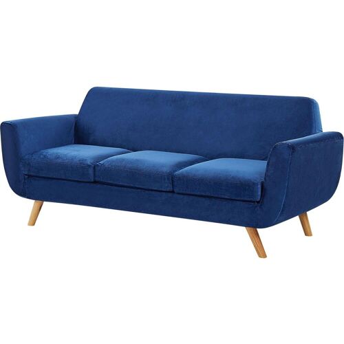 Beliani, Sofa, Sofabezug für 3-Sitzer BERNES Samtstoff marineblau (Sofabezug)