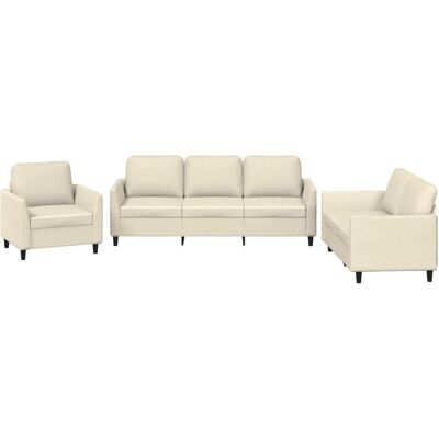 vidaXL Sofa + Bettsofa, 3-tlg. Sofagarnitur mit Kissen Creme Kunstleder,Farbe (2-Sitzer, 3-Sitzer) vidaXL Sofa + Bettsofa, 3-tlg. Sofagarnitur mit Kissen Creme Kunstleder,Farbe (2-Sitzer, 3-Sitzer)