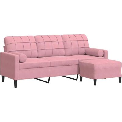 vidaXL 3-Sitzer Couch Samt Rosa - Sofa vidaXL 3-Sitzer Couch Samt Rosa - Sofa