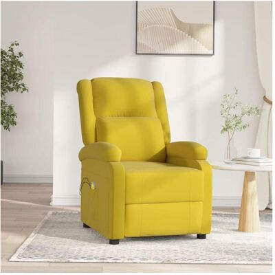 vidaXL Massageliege + Massagesessel, Elektrischer Massagesessel Gelb Samt vidaXL Massageliege + Massagesessel, Elektrischer Massagesessel Gelb Samt