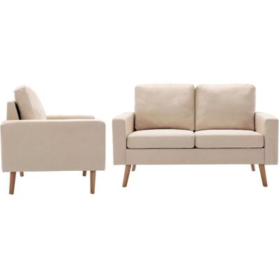 VIDAXL Sofaset - Creme Stoff 2-teilig VIDAXL Sofaset - Creme Stoff 2-teilig