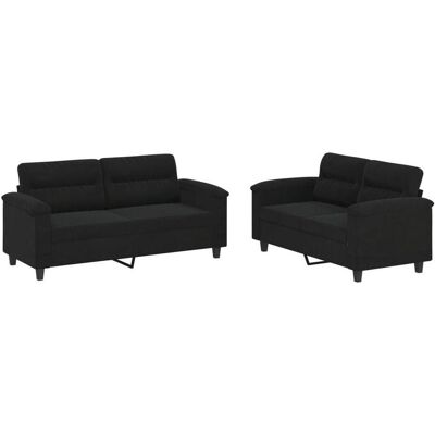 vidaXL 2-teiliges schwarzes Mikrofaser-Sofagarnitur - Sofa set vidaXL 2-teiliges schwarzes Mikrofaser-Sofagarnitur - Sofa set