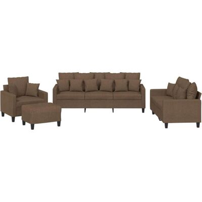 vidaXL Sofa + Bettsofa, Sofagarnitur Kissen Sessel Sofa Couch Designsofa 4-tlg. Braun Stoff (2-Sitzer, 3-Sitzer, Polstergruppe) vidaXL Sofa + Bettsofa, Sofagarnitur Kissen Sessel Sofa Couch Designsofa 4-tlg. Braun Stoff (2-Sitzer, 3-Sitzer, Polstergruppe)