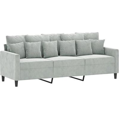 vidaXL - 3-Sitzer hellgraues Samtsofa - Sofa vidaXL - 3-Sitzer hellgraues Samtsofa - Sofa