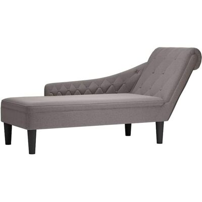 vidaXL Taupe Stoff Chaiselongue mit Kissen & Armlehne vidaXL Taupe Stoff Chaiselongue mit Kissen & Armlehne