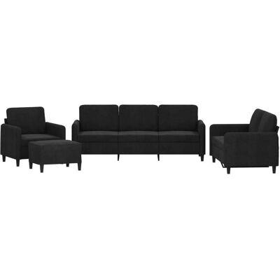 vidaXL Sofa + Bettsofa, Sofagarnitur Sessel Sofa Couch Wohnzimmer Designsofa 4-tlg. Schwarz Samt (Polstergruppe) vidaXL Sofa + Bettsofa, Sofagarnitur Sessel Sofa Couch Wohnzimmer Designsofa 4-tlg. Schwarz Samt (Polstergruppe)