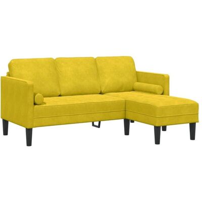 vidaXL Sofa - Lebendiges Gelb, Leinenstoff, Holzbeine, wandelbar - Sofa vidaXL Sofa - Lebendiges Gelb, Leinenstoff, Holzbeine, wandelbar - Sofa