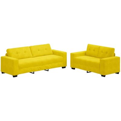 Unknown - 2-Piece Velvet Sofa Set - Yellow - Velvet - Sofa Set Unknown - 2-Piece Velvet Sofa Set - Yellow - Velvet - Sofa Set