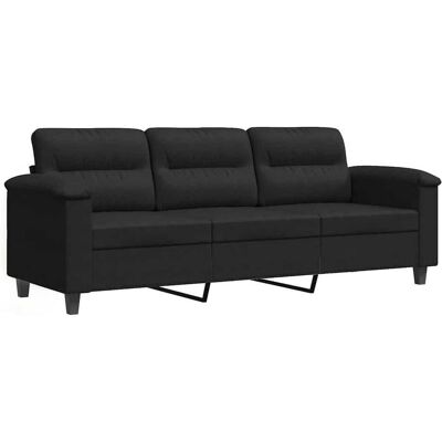Vidaxl - 3-Sitzer Mikrofaserstoff Sofa - Schwarz Vidaxl - 3-Sitzer Mikrofaserstoff Sofa - Schwarz