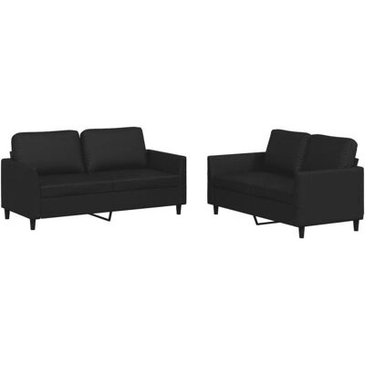 vidaXL Sofa + Bettsofa, 2-tlg. Sofagarnitur mit Kissen Schwarz Kunstleder,Farbe (2-Sitzer) vidaXL Sofa + Bettsofa, 2-tlg. Sofagarnitur mit Kissen Schwarz Kunstleder,Farbe (2-Sitzer)