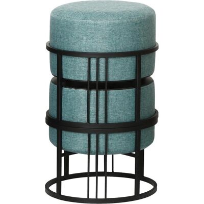 En.Casa, Hocker + Pouf, Multifunktionaler stapelbarer Sitzhocker Tas 2er Set rund Grün En.Casa, Hocker + Pouf, Multifunktionaler stapelbarer Sitzhocker Tas 2er Set rund Grün