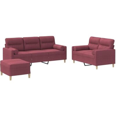 vidaXL 3-teiliges rotes Stoffsofa-Set - Wohnzimmermöbel vidaXL 3-teiliges rotes Stoffsofa-Set - Wohnzimmermöbel