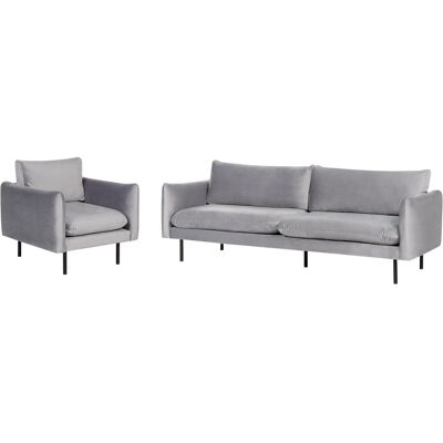 Beliani Wohnzimmer-Set Grau Samt - Moderner Retro Stil Beliani Wohnzimmer-Set Grau Samt - Moderner Retro Stil