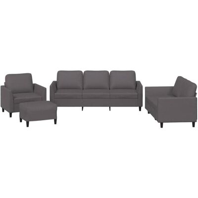 vidaXL Sofa + Bettsofa, 4-tlg. Sofagarnitur mit Kissen Grau Kunstleder,Farbe: Grau (2-Sitzer, 3-Sitzer) vidaXL Sofa + Bettsofa, 4-tlg. Sofagarnitur mit Kissen Grau Kunstleder,Farbe: Grau (2-Sitzer, 3-Sitzer)