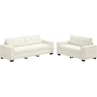 vidaXL Sofa + Bettsofa, 2-teilige Sofagarnitur mit Kissen Creme Velvet (2-Sitzer, 3-Sitzer, Polstergruppe) vidaXL Sofa + Bettsofa, 2-teilige Sofagarnitur mit Kissen Creme Velvet (2-Sitzer, 3-Sitzer, Polstergruppe)