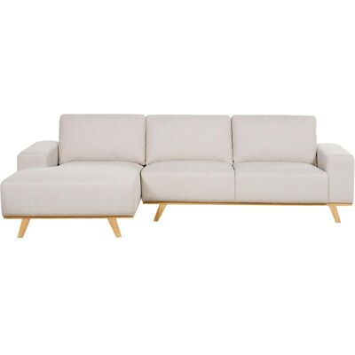 Beliani Ecksofa Modern Beige Bezog Polyester 3-Sitzer Rechts - Sofa Beliani Ecksofa Modern Beige Bezog Polyester 3-Sitzer Rechts - Sofa