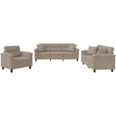 vidaXL 3-tlg. Sofagruppe - Mikrofaser Taupe - Langlebig & Modern vidaXL 3-tlg. Sofagruppe - Mikrofaser Taupe - Langlebig & Modern