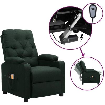 vidaXL Massageliege + Massagesessel, Elektrischer Massagesessel Dunkelgrün Stoff vidaXL Massageliege + Massagesessel, Elektrischer Massagesessel Dunkelgrün Stoff