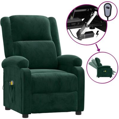 vidaXL Massageliege + Massagesessel, Elektrischer Massagesessel Dunkelgrün Samt vidaXL Massageliege + Massagesessel, Elektrischer Massagesessel Dunkelgrün Samt