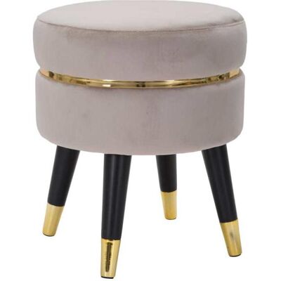 Mauro Ferretti - Stilvoller Grau/Gold Samt Hocker - Hocker Mauro Ferretti - Stilvoller Grau/Gold Samt Hocker - Hocker
