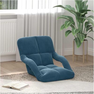 vidaXL Sessel, Verstellbarer Fusssessel Blau Samt vidaXL Sessel, Verstellbarer Fusssessel Blau Samt